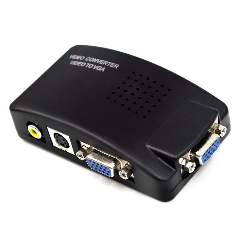 HDSUNWSTD PC Laptop Composite Video TV RCA Composite S-Video AV in to PC VGA LCD Out Converter Adapter Switch Box Black - Image 3